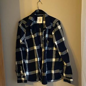 Juniors Black and White Plaid Shirt